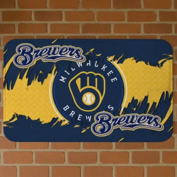 Milwaukee Brewers Plate Rip Navy Blue Doormat