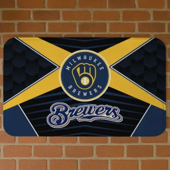Milwaukee Brewers Techno Camo Navy Blue Black Doormat