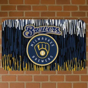 Milwaukee Brewers Vertical Flow Navy Blue Doormat