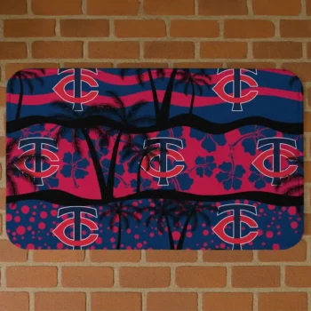 Minnesota Twins Palm Silhouette Navy Black Doormat