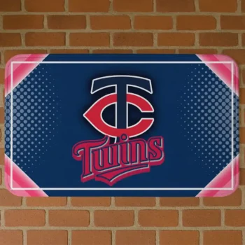 Minnesota Twins Silver Halftone Navy Doormat
