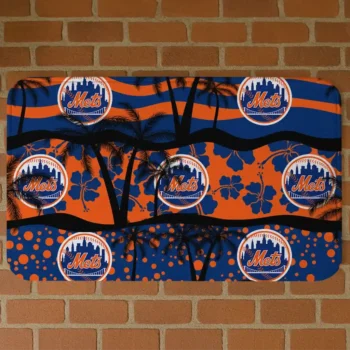 New York Mets Palm Silhouette Blue Black Doormat