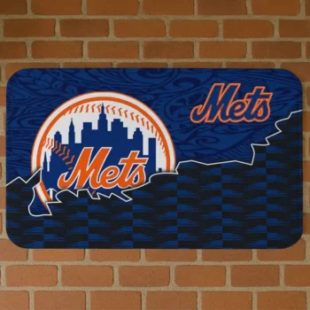 New York Mets Tribal Detailing Blue Black Doormat