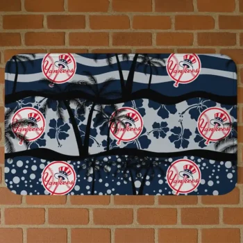 New York Yankees Palm Silhouette Navy Black Doormat