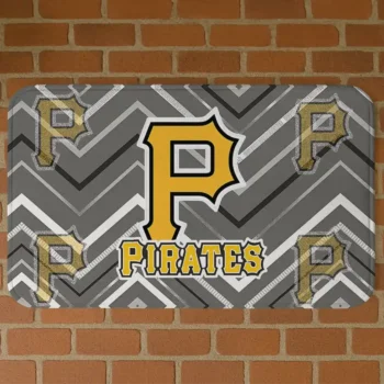 Pittsburgh Pirates Chevron Geometrics Black Doormat