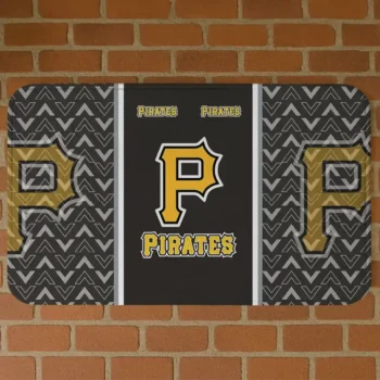 Pittsburgh Pirates Chevron Stack Black Doormat