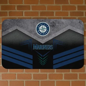 Seattle Mariners Chevron Points Navy Blue Black Doormat