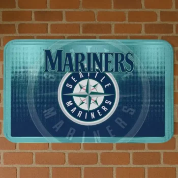 Seattle Mariners Pixel Blur Navy Blue Doormat