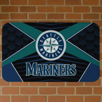 Seattle Mariners Techno Camo Navy Blue Black Doormat