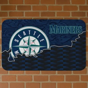 Seattle Mariners Tribal Detailing Navy Blue Black Doormat