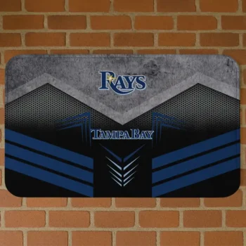 Tampa Bay Rays Chevron Points Navy Black Doormat