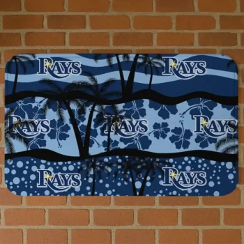 Tampa Bay Rays Palm Silhouette Navy Black Doormat