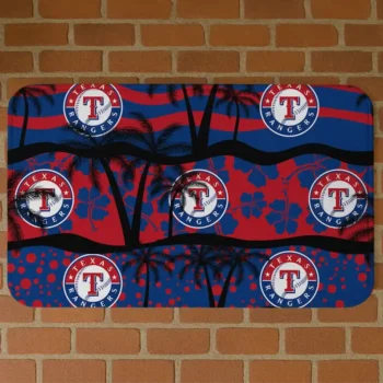 Texas Rangers Palm Silhouette Blue Black Doormat