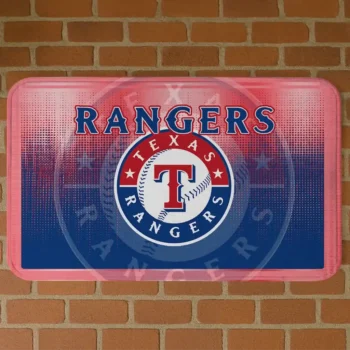 Texas Rangers Pixel Blur Blue Doormat