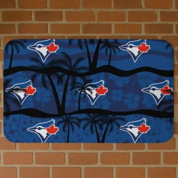 Toronto Blue Jays Palm Silhouette Blue Black Doormat
