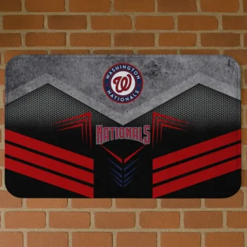 Washington Nationals Chevron Points Red Black Doormat