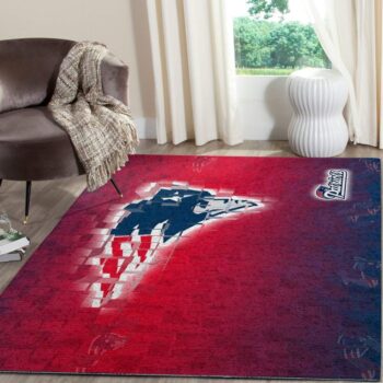 Patriots Red and Blue Pixelated Design Area Rug for Living Room