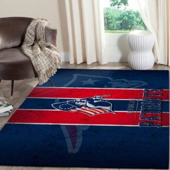 Blue and Red Patriots Themed Rug for Living Room or Game Room Decor